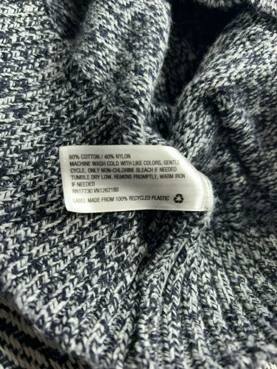 Goodfellow & Co Hooded Knit Sweater Medium Tall Navy & White Cotton/Nylon Blend - Picture 5 of 5